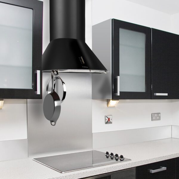 Klarstein Noir, digestor, 60 cm, komínový, 490 m³/h, retro dizajn, nehrdzavejúca oceľ, čierny - Image 3