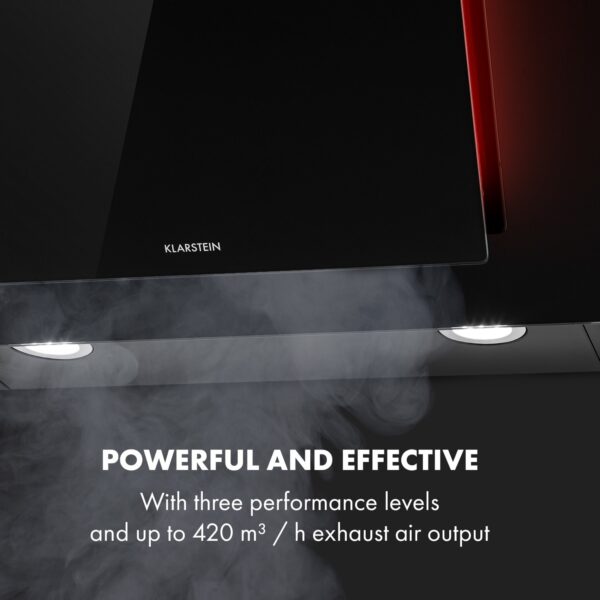 Klarstein Eleonora 90, digestor, 90 cm, nastenný, 426 m³/h, dotykový panel, LED, A++, čierny - Image 2