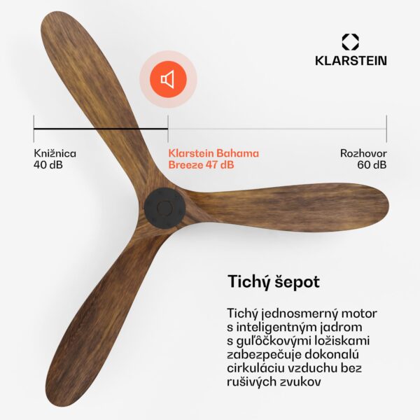 Klarstein Bahama Breeze Smart Stropný ventilátor , lopatky rotora z masívneho dreva, diaľkové ovládanie + ovládanie pomocou aplikácie - Image 3