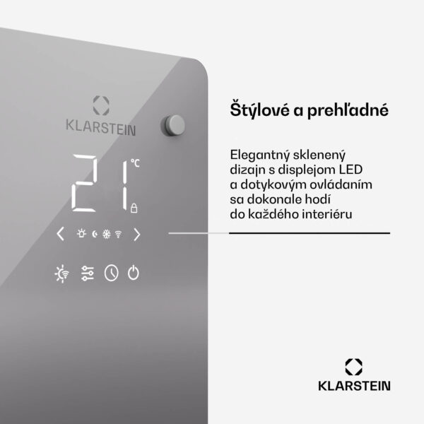 Klarstein Bansin Crystal Smart Kovektor 1500, 1500 W, Aplikácia, 5- 50 °C, LED displej, Dotykový displej - Image 3