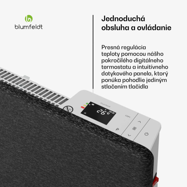 Blumfeldt ThermaTouch konvektor, 2 000 W, elegantný dizajn, dotykové ovládanie, do 20 m²