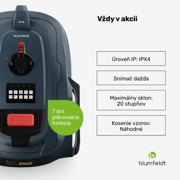 Blumfeldt GrassConnect robotická kosačka, Starostlivosť o trávnik do 1 000 m², Ovládanie pomocou aplikácie
